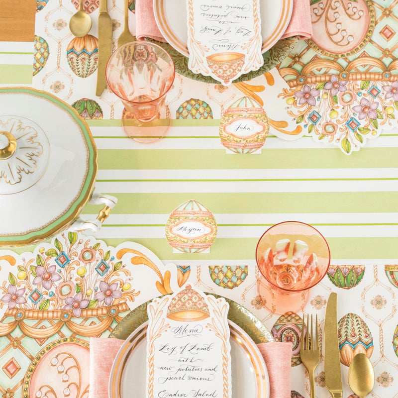 Hester & Cook Green Stripe Paper Table Runner