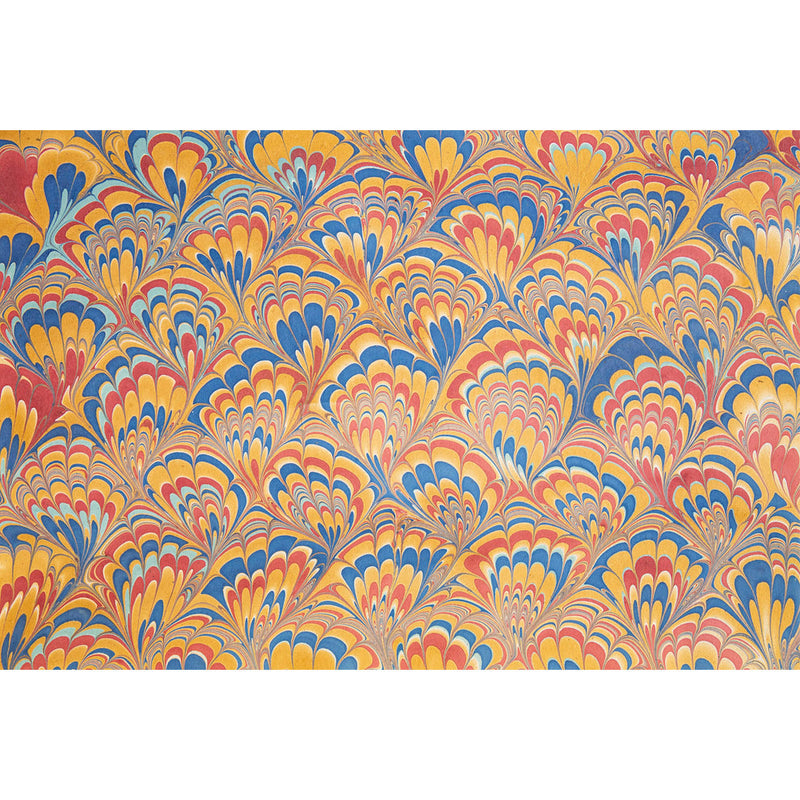 Hester & Cook Red & Blue Peacock Marbled Paper Placemats