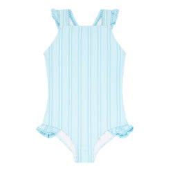 Minnow Pacific Blue Stripe Crossover One Piece Swimsuit