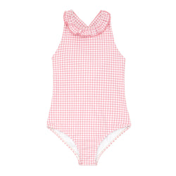 Minnow Guava Gingham Halter One Piece Swimsuit
