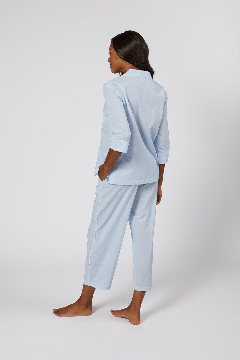 Classic Pinstripe Pajama Set - Blue