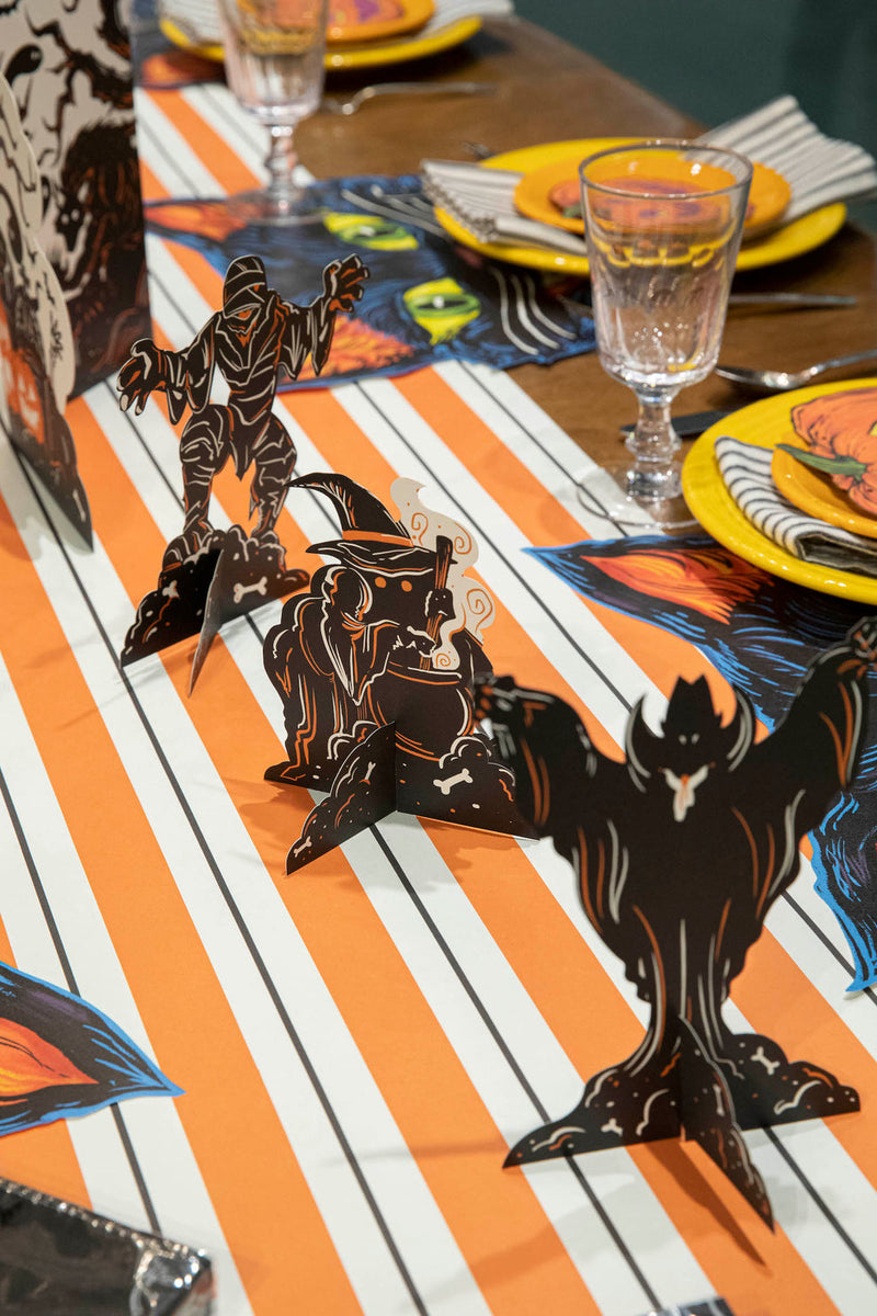 Orange & Black Awning Stripe Paper Table Runner