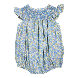 Becca Blue Floral Print Smocked Bubble