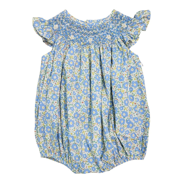 Becca Blue Floral Print Smocked Bubble