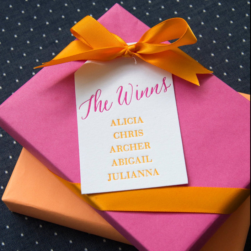 Last Name + Family Members Letterpress Gift Tags