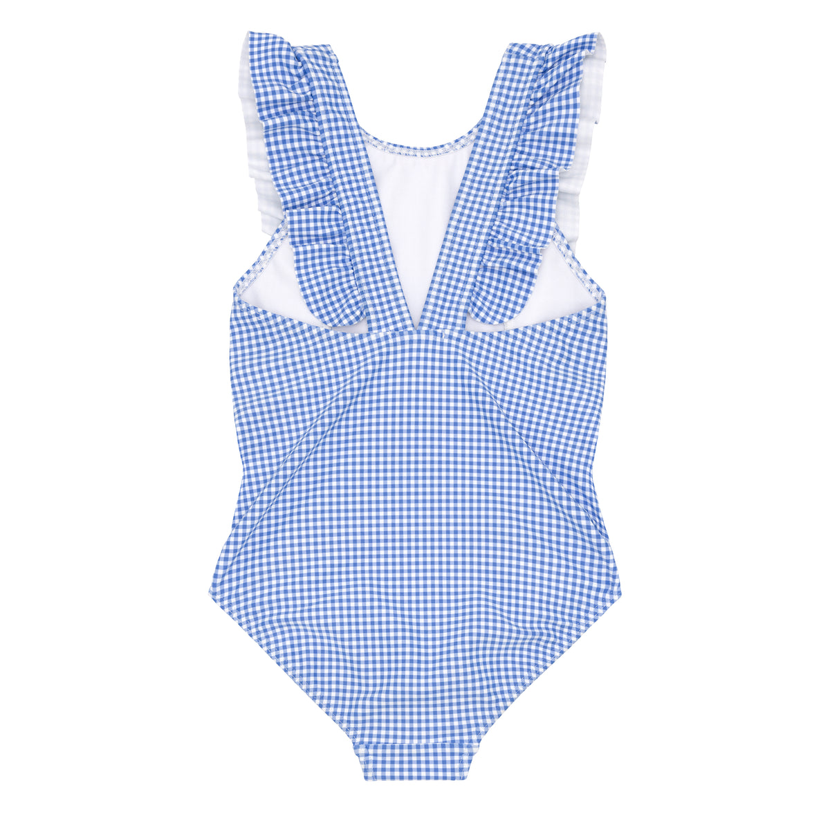 Sky Blue Gingham Ruffle One Piece Swimsuit – The Monogrammed