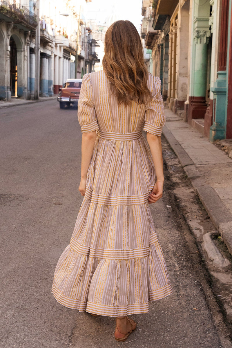 Tan maxi dress with sleeves deals