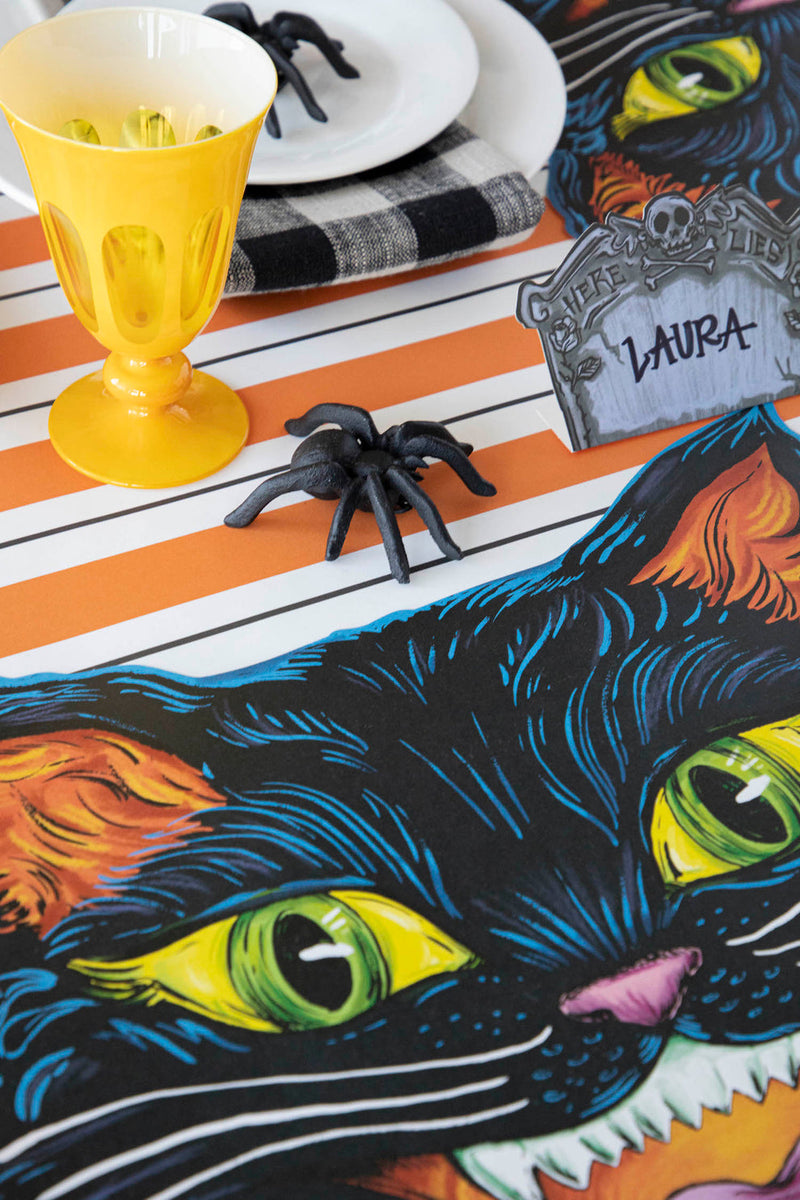 Black and Orange Striped Table Runner