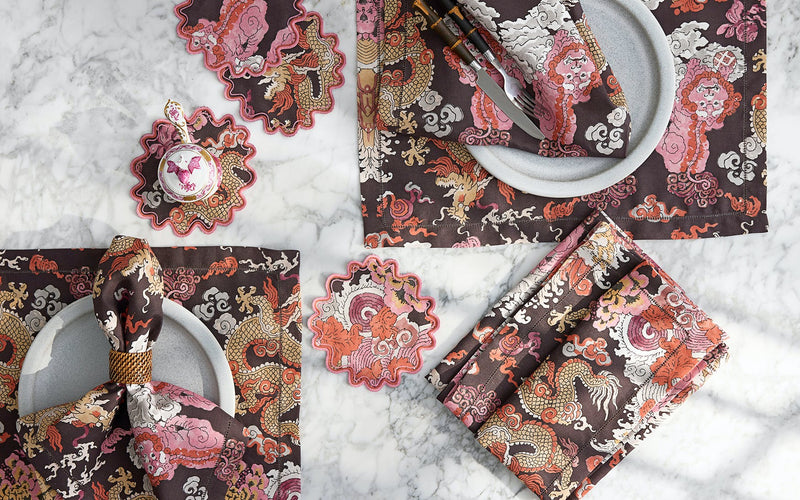 Chocolate Persimmon Dragon Tablecloth - Magic Mountain