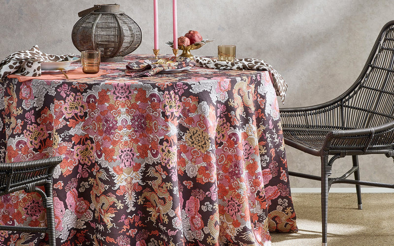 Chocolate Persimmon Dragon Tablecloth - Magic Mountain