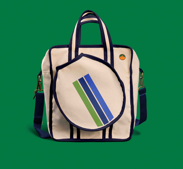 Tangerine Navy Hamptons Pickleball Tote Bag - Blue Green