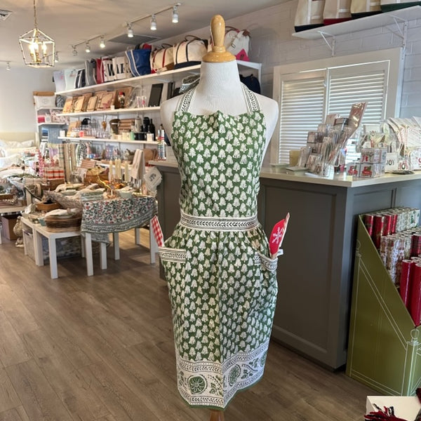 Green Pom Buti Apron