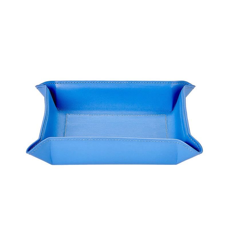 Medium Leather Catchall - Personalized - Electric Blue