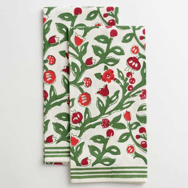   Pomegranate Red & Green Emma Tea Towel