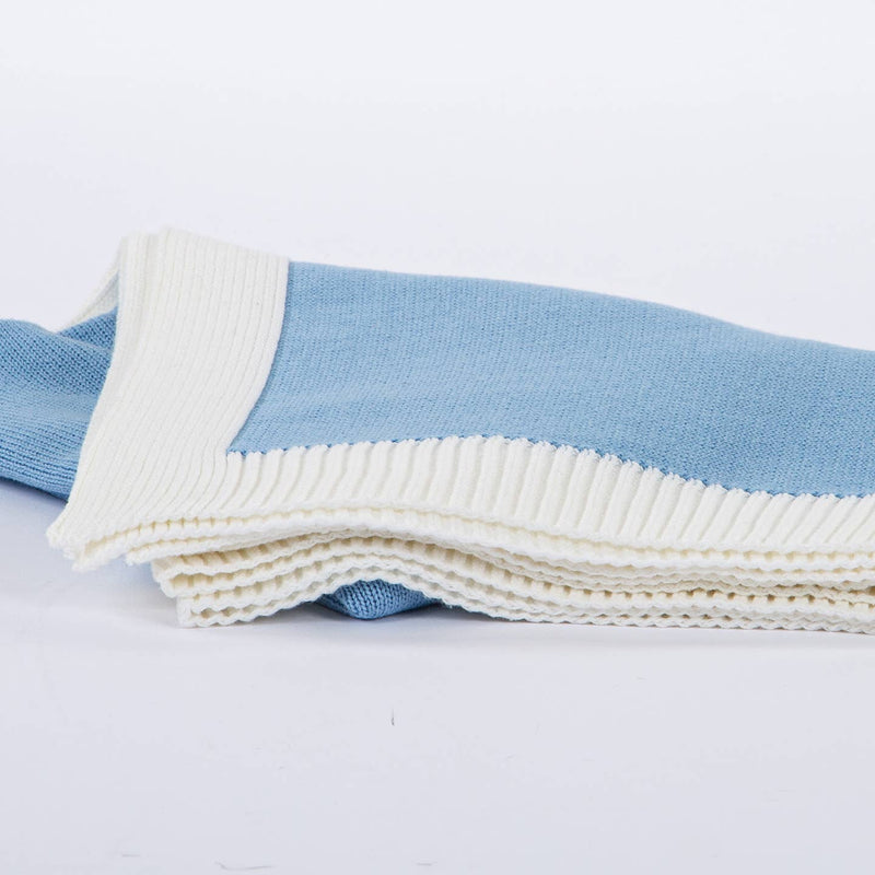 Cotton Knit Baby Blanket - Blue