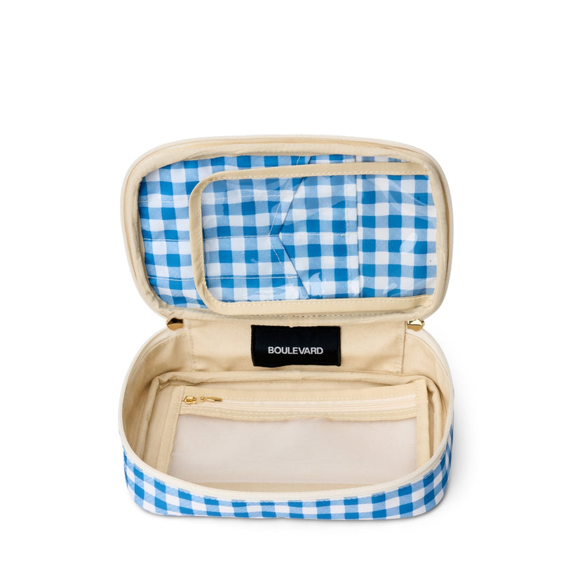Megan Nylon Train Case - Sky Gingham