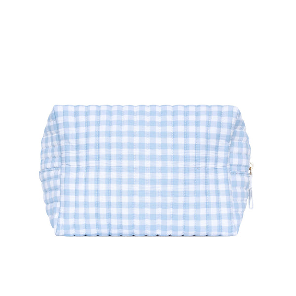 Minnow Blue Gingham Travel Pouch