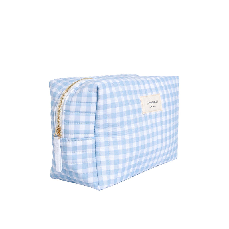 Minnow Blue Gingham Travel Pouch