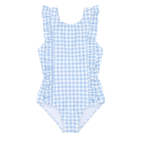 Minnow Oasis Blue Gingham Ruffle One Piece Swimsuit