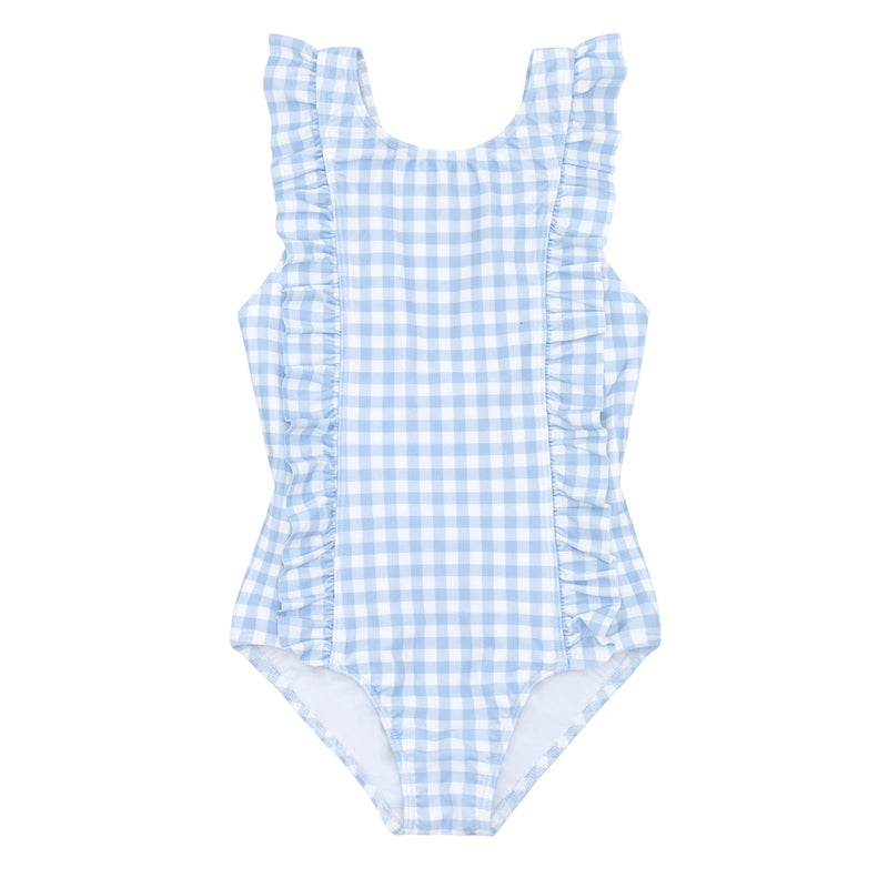 Minnow Oasis Blue Gingham Ruffle One Piece Swimsuit