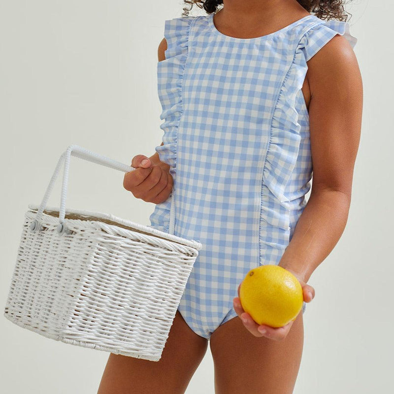 Minnow Oasis Blue Gingham Ruffle One Piece Swimsuit