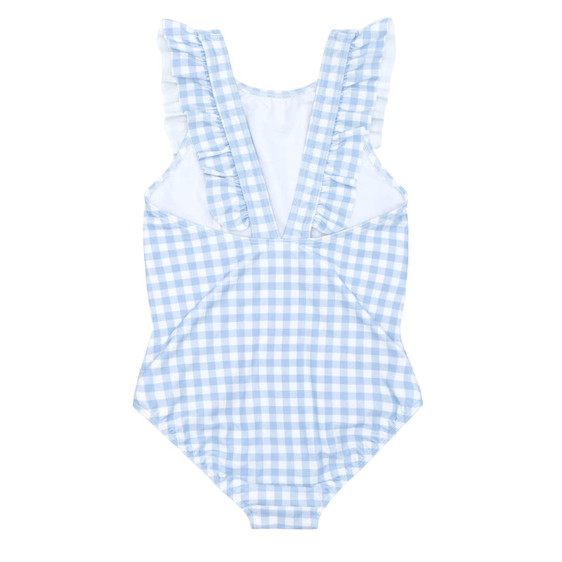 Minnow Oasis Blue Gingham Ruffle One Piece Swimsuit