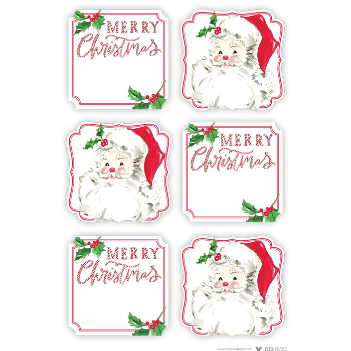 Merry Christmas Candy Canes & Santa Die Cut Stickers