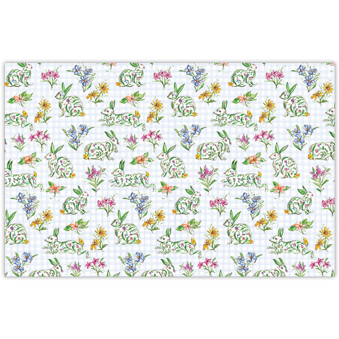 Green Bunny & Spring Floral Paper Placemats
