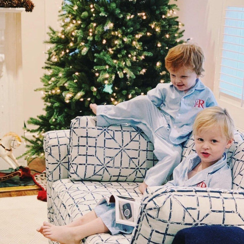 Blue Seersucker Pajama Set