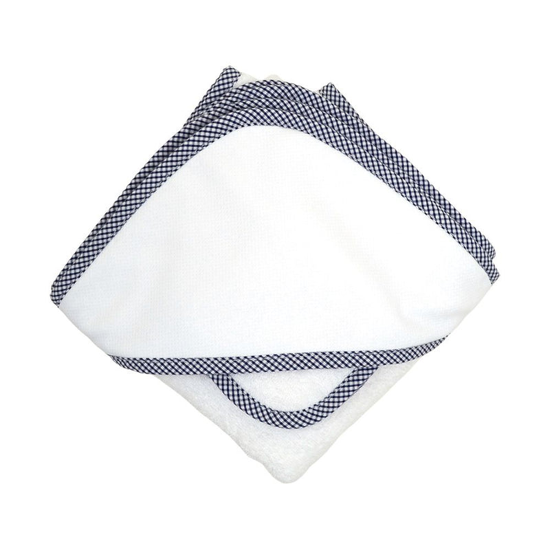 3 marthas navy gingham hooded towel