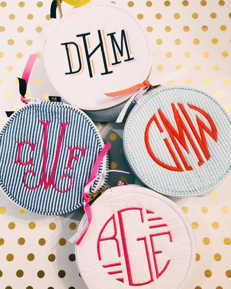 Seersucker Jewelry Round - Monogram or Personalize
