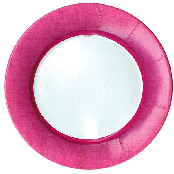 Caspari Solid Border Dinner Plates - Fuchsia