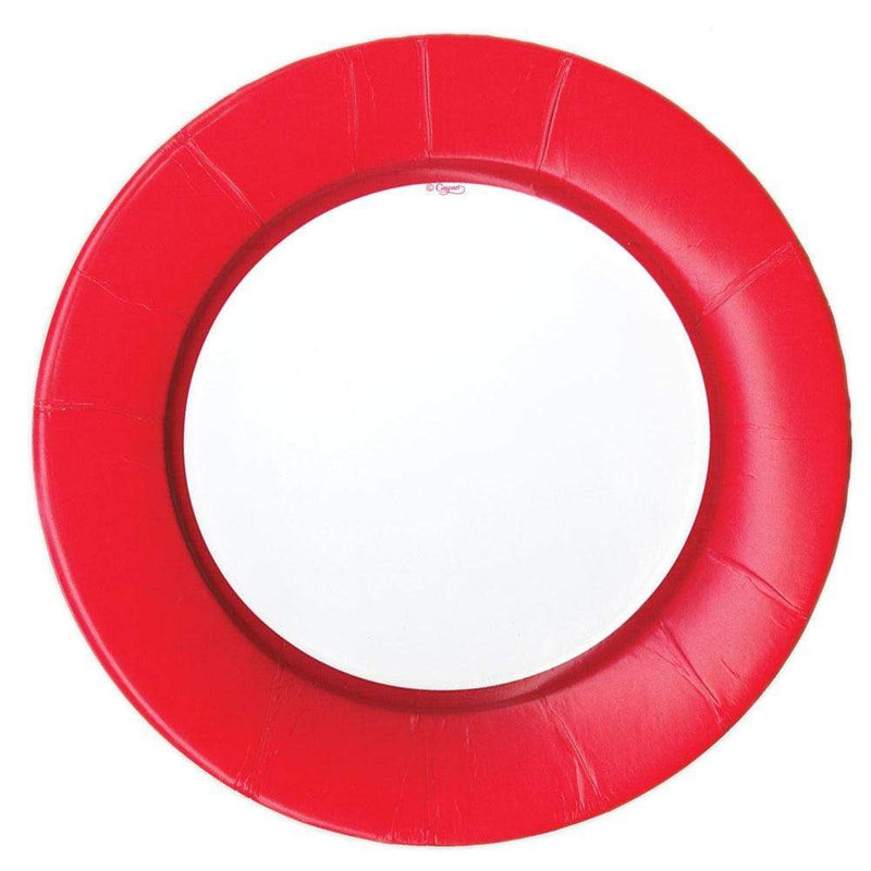 Caspari Solid Border Dinner Plates - Red