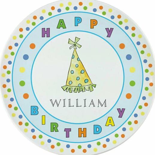 Birthday Party Hats Tabletop Collection - Plate - Personalized