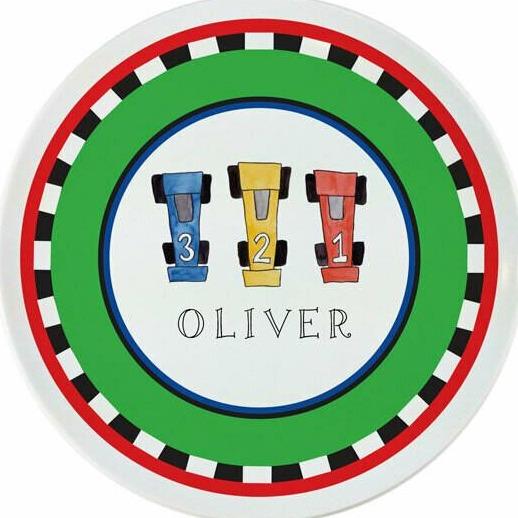 On Your Mark Race Car Tabletop Collection - Plate - Personalized