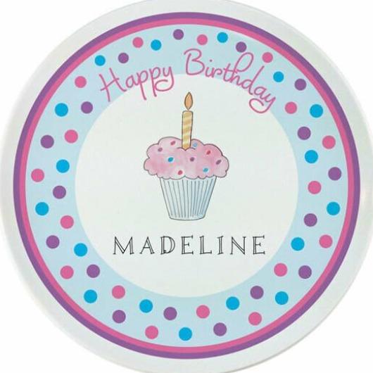 Birthday Cupcake Tabletop Collection - Plate - Personalized