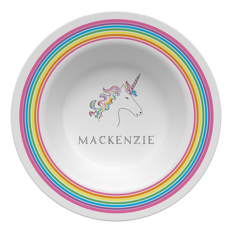 Over the Rainbow Unicorn Tabletop - Bowl - Personalized 