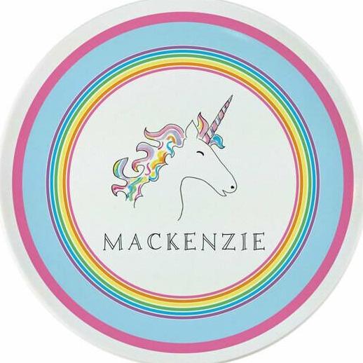 Over the Rainbow Unicorn Tabletop - Plate - Personalized 