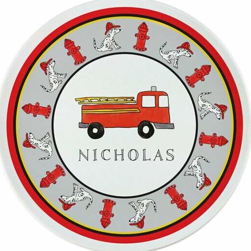 Firetruck Tabletop Collection - Plate - Personalized