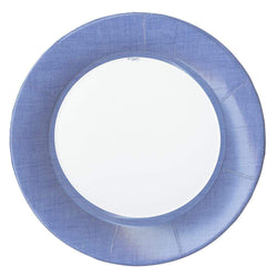 Caspari Solid Border Dinner Plates - Blue