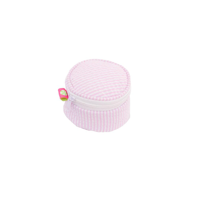 Seersucker Jewelry Round - Pink - Monogram or Personalize