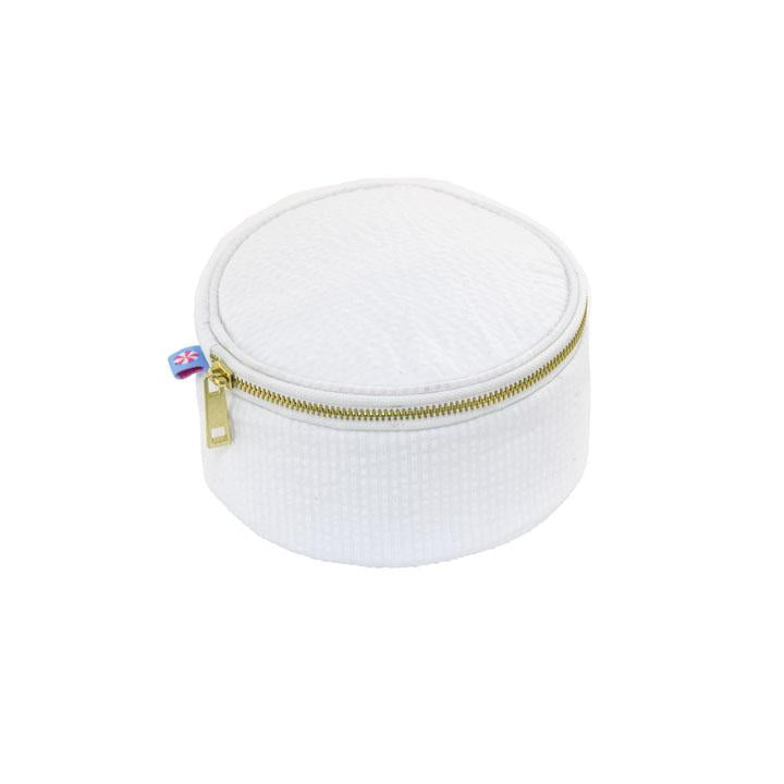 Seersucker Jewelry Round - White - Monogram or Personalize