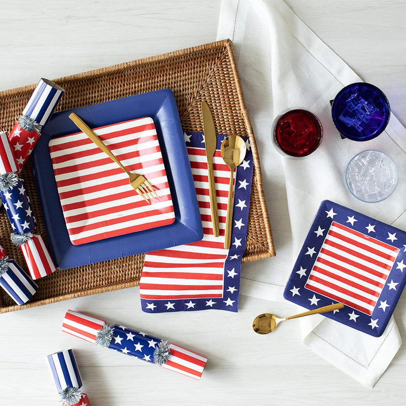 Red White & Blue Paper Salad & Dinner Plates