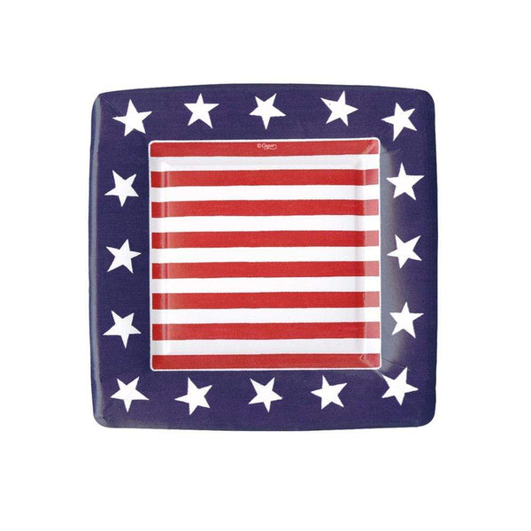 Red White & Blue Paper Salad & Dinner Plates