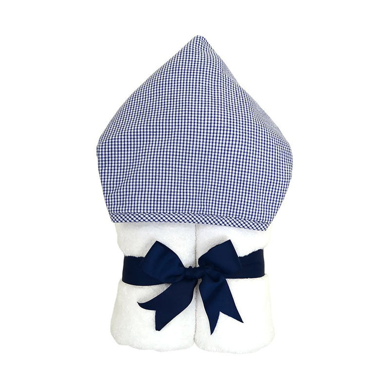 Large Hooded Towel - Navy Gingham