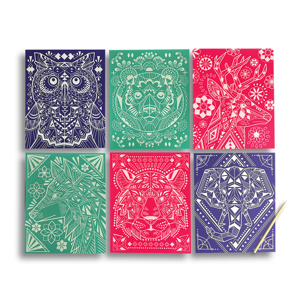 Geometric Animals Scratch & Shine Art Kit
