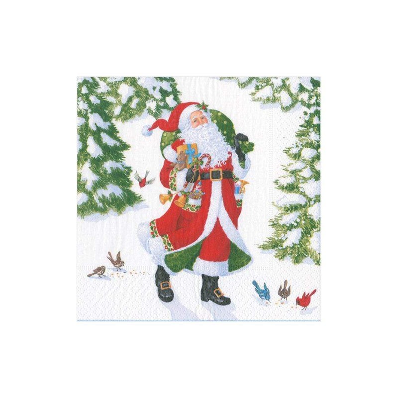 Caspari Woodland Santa Paper Cocktail Napkins