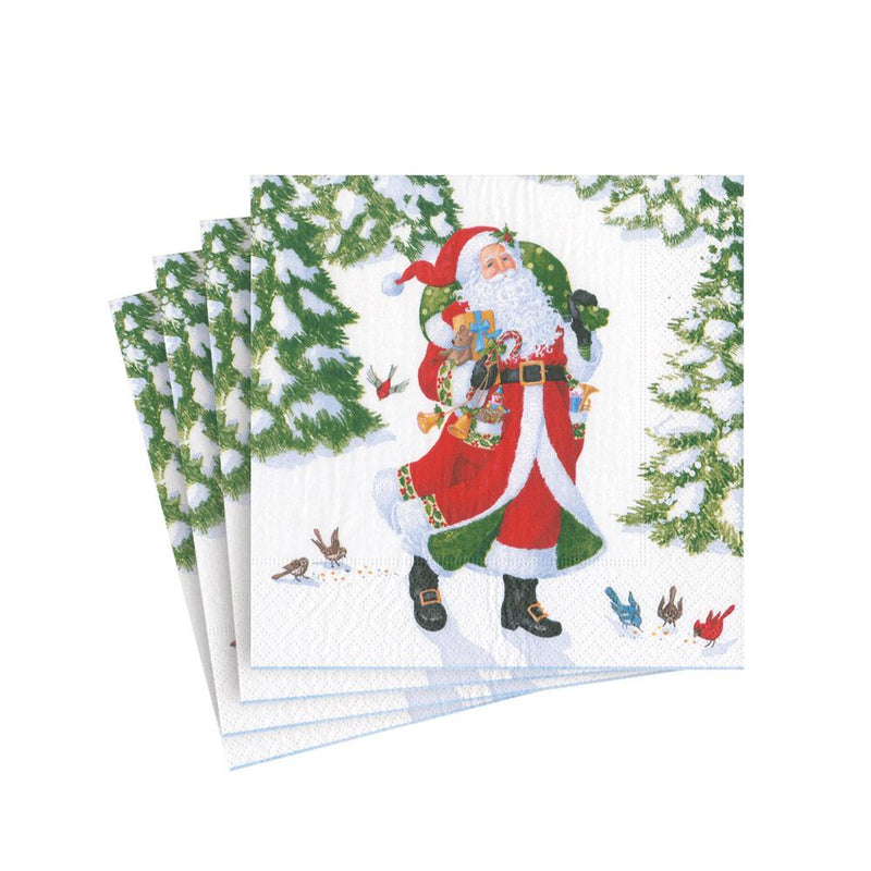 Caspari Woodland Santa Paper Cocktail Napkins