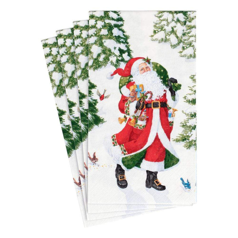 Caspari Woodland Santa Paper Guest Towels