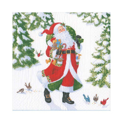 Caspari Woodland Santa Paper Luncheon Napkins